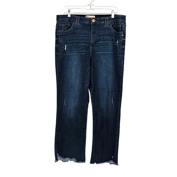 Democracy Ab Technology Jeans Cropped Raw Frayed Hem Distress Sz 16 - Picture 1 of 10